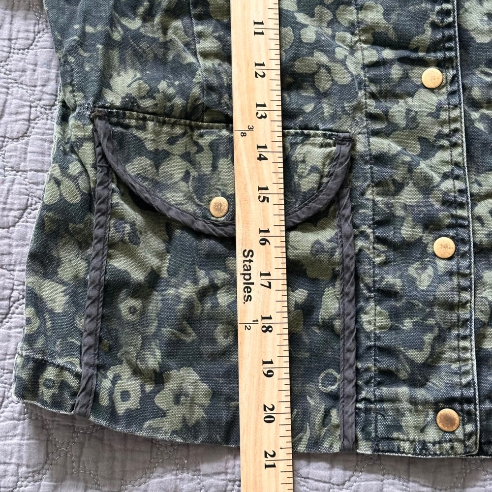 Gap Womens Floral Camo Utility Jacket Green Black Canvas Snap Front XS - Picture 6 of 12